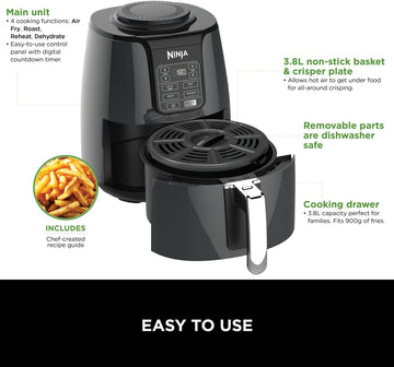 Ninja Foodi MAX Dual Zone Digital Air Fryer, Smart Cook System, 2 Drawers, 9.5L, 6-in-1, Digital Probe, Air Fry, Max Crisp, Roast, Bake, 8 Portions, Non-Stick, Dishwasher Safe Baskets, Black AF451UK