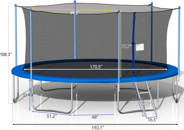 16 15 14 12 10 FT Trampoline Trampolines with Basketball Hoop,with Slide and Swings
