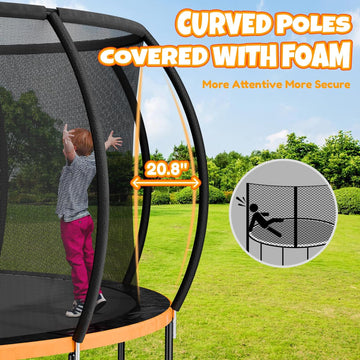 12FT 14FT Trampoline, Outdoor Trampolines for Kids and Adults, Recreational Trampoline with Enclosure Net & Ladder,